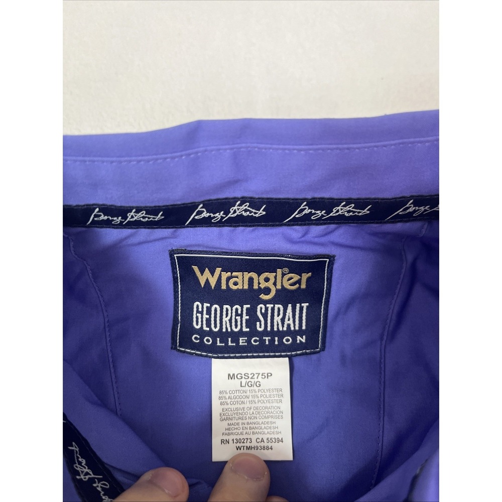 Wrangler George Strait Collection Blue Western Button Down Shirt MGS275P L - Picture 3 of 5